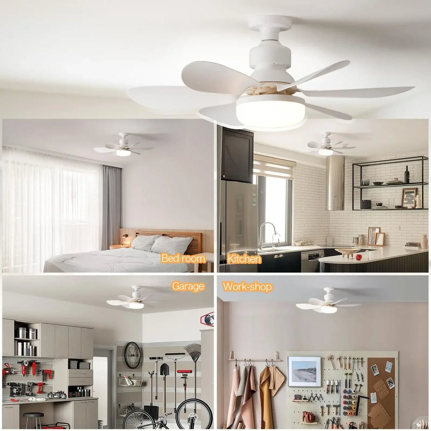 Ventilador de techo LED 40W con luz E27 y control remoto para atenuación, ideal para sala de estar, estudio y uso doméstico (85-265V)