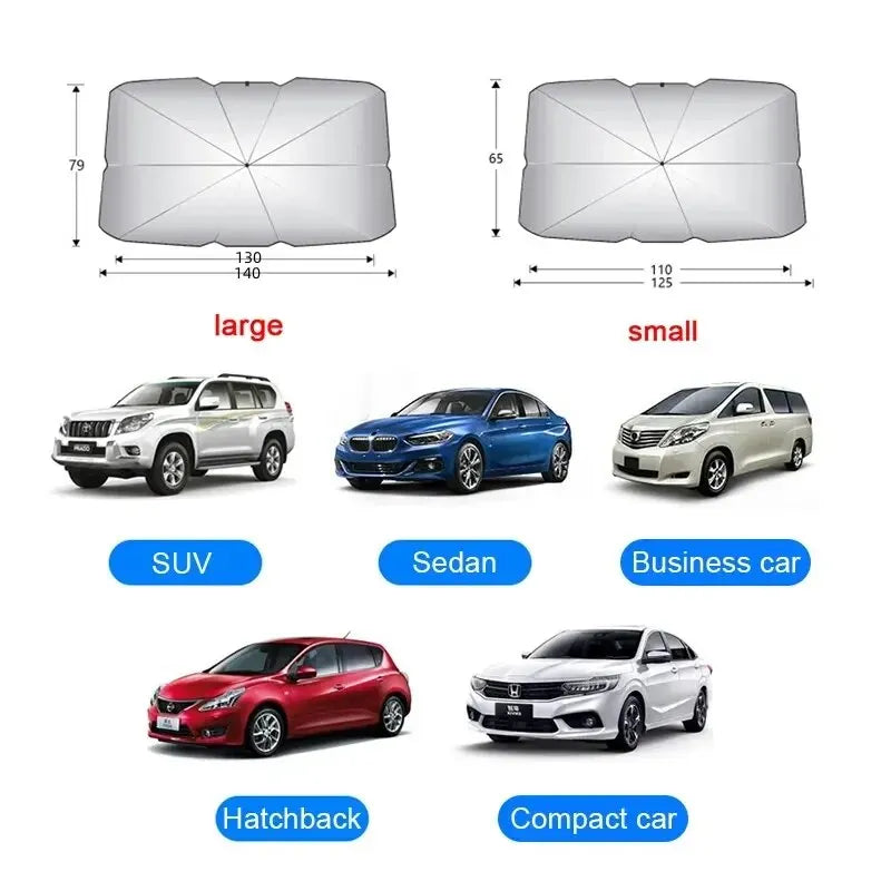 Foldable Car Sun Shade Umbrella for Windshield - Front Window Parasol, Umbrella-Style Sun Shade for Summer Protection
