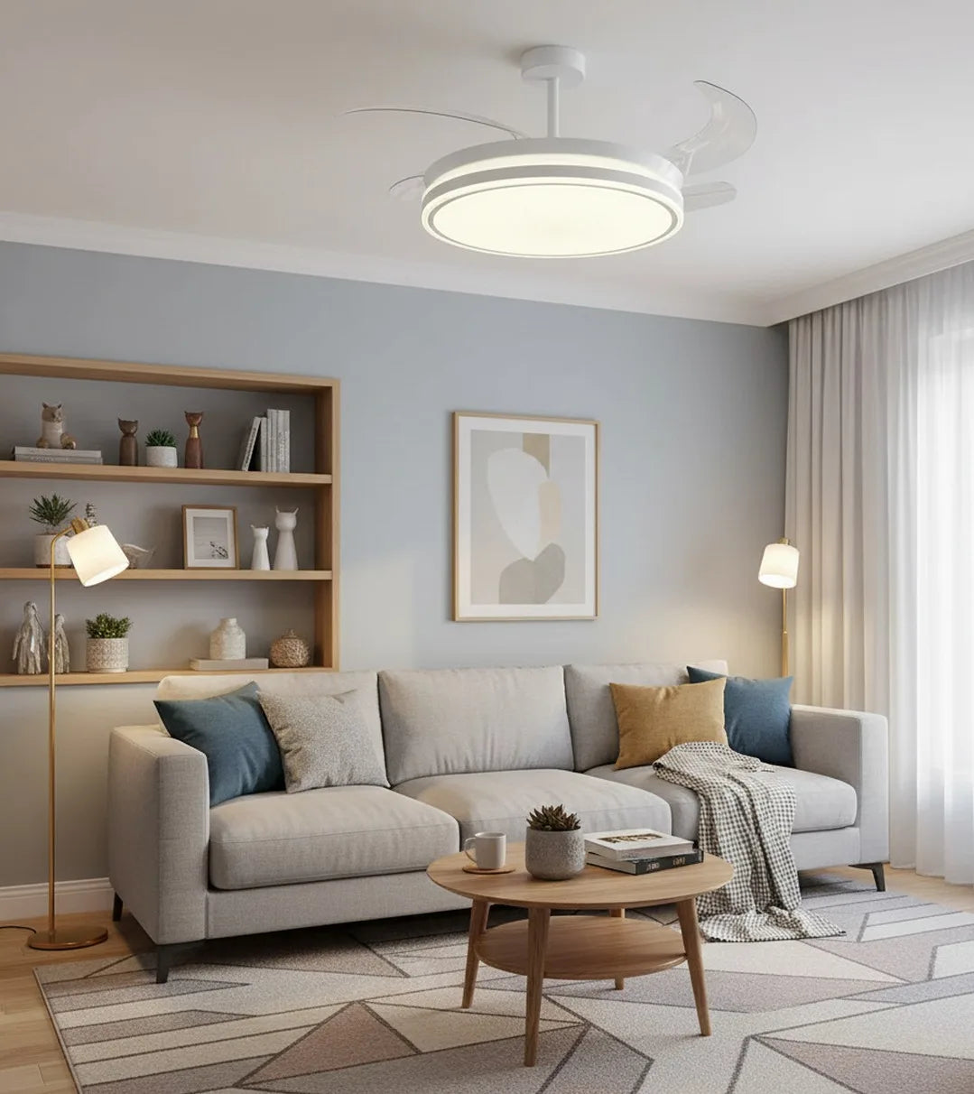 BEL AIR HOME ATENAS Ceiling Fan with Light – 108 cm Diameter, DC Motor, 3 Light Temperatures, Modern Design for Bedroom & Living Room, Remote Control, Lightweight Polycarbonate Blades, 36W Efficient LED Lighting