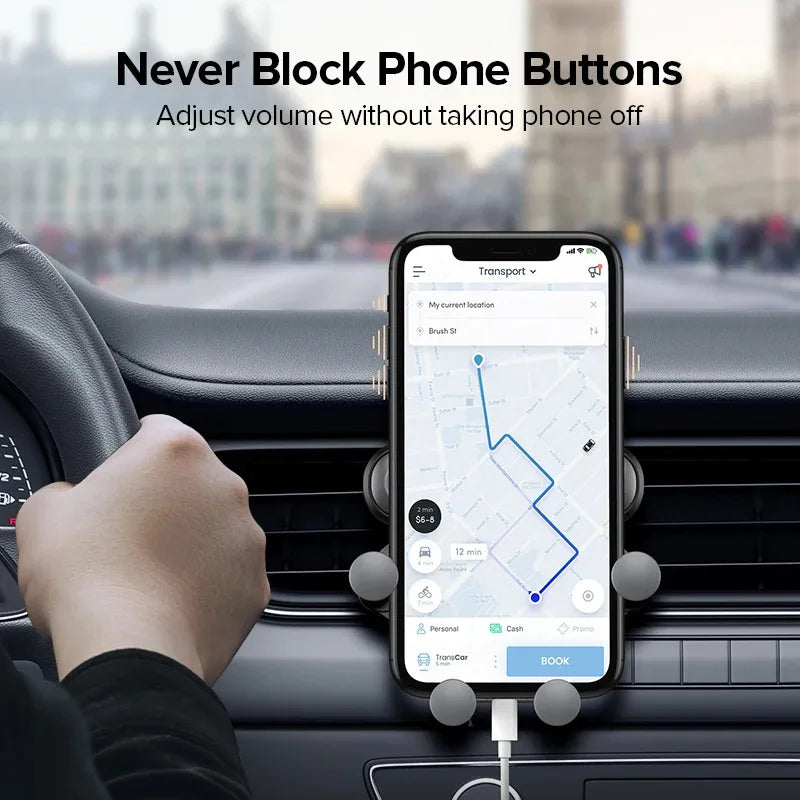 Universal Gravity Car Phone Holder with Air Vent Mount - Compatible with iPhone 13/12 and Xiaomi - Automotive GPS Stand