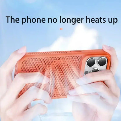Funda de teléfono con disipación de calor y refrigeración para iPhone 17, 16, 15, 14, 13, 12, 11 Pro Max Plus, cubierta magnética trasera dura transpirable para Magsafe