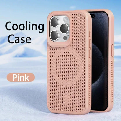 Funda de teléfono con disipación de calor y refrigeración para iPhone 17, 16, 15, 14, 13, 12, 11 Pro Max Plus, cubierta magnética trasera dura transpirable para Magsafe
