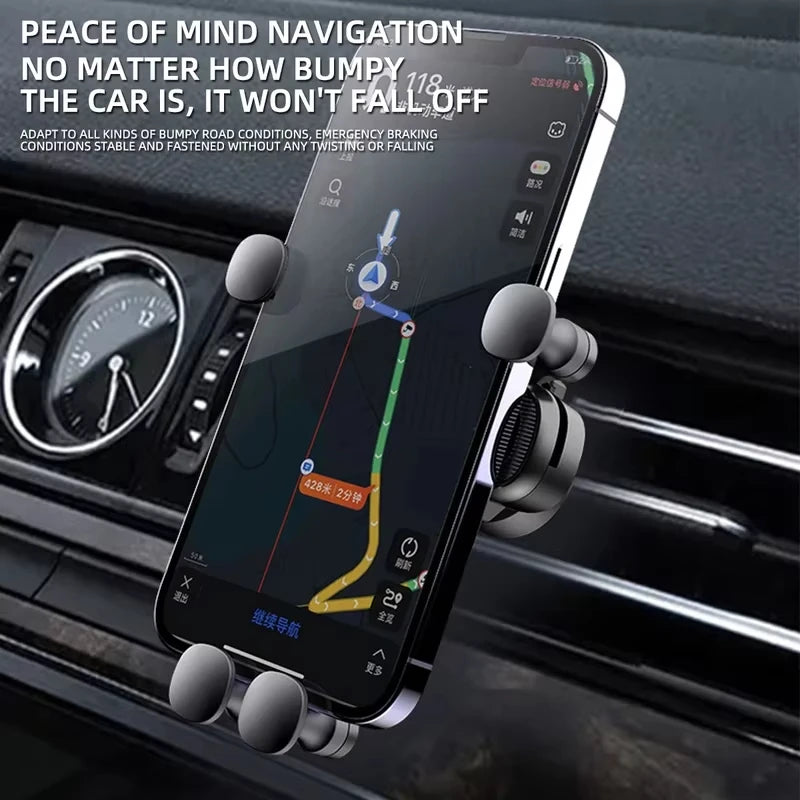 Universal Gravity Car Phone Holder with Air Vent Mount - Compatible with iPhone 13/12 and Xiaomi - Automotive GPS Stand