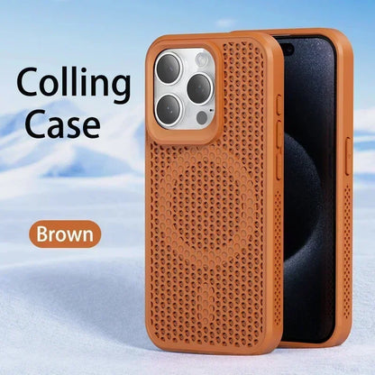Funda de teléfono con disipación de calor y refrigeración para iPhone 17, 16, 15, 14, 13, 12, 11 Pro Max Plus, cubierta magnética trasera dura transpirable para Magsafe