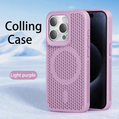 Funda de teléfono con disipación de calor y refrigeración para iPhone 17, 16, 15, 14, 13, 12, 11 Pro Max Plus, cubierta magnética trasera dura transpirable para Magsafe