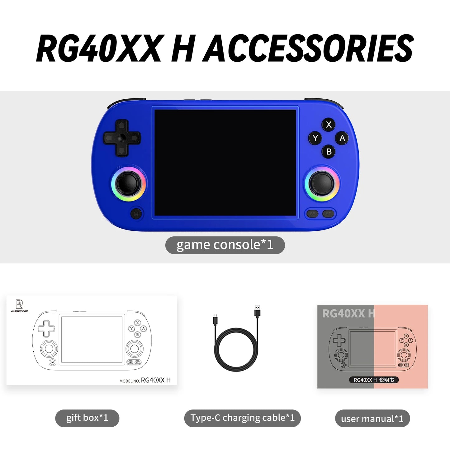 Anbernic RG40XX H 4.0” Handheld Retro Gaming Console – 64GB, 5000+ Preloaded Games, Portable Linux 64-bit System
