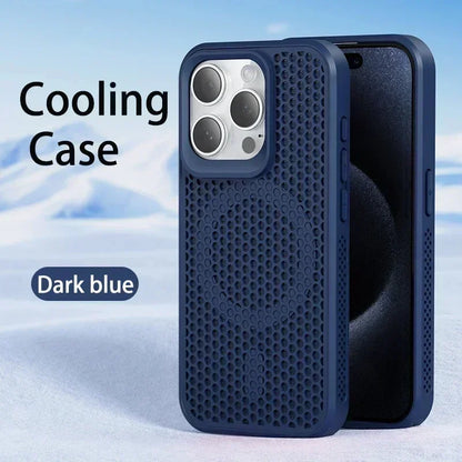 Funda de teléfono con disipación de calor y refrigeración para iPhone 17, 16, 15, 14, 13, 12, 11 Pro Max Plus, cubierta magnética trasera dura transpirable para Magsafe