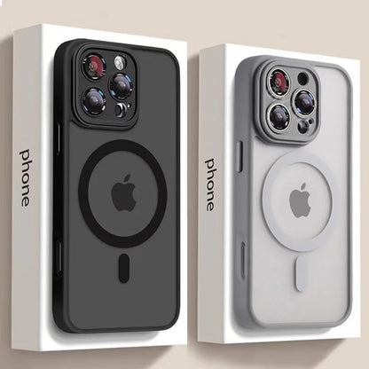 Luxury Matte Armor Case with MagSafe – Shockproof Magnetic Wireless Charging Cover for iPhone 11 12 13 14 15 16 17 Air Pro Max Plus