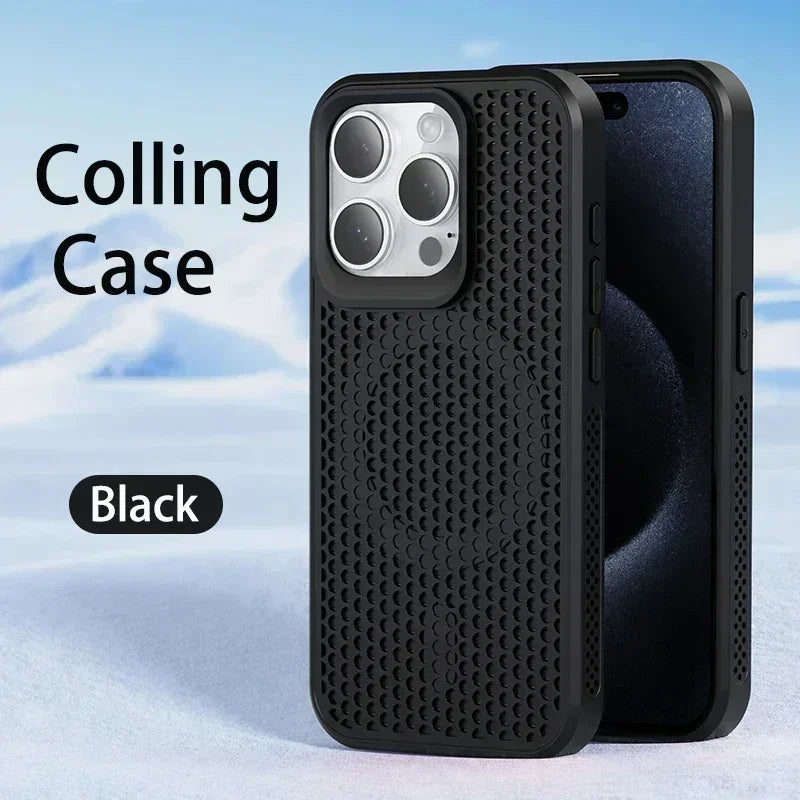 Funda de teléfono con disipación de calor y refrigeración para iPhone 17, 16, 15, 14, 13, 12, 11 Pro Max Plus, cubierta magnética trasera dura transpirable para Magsafe