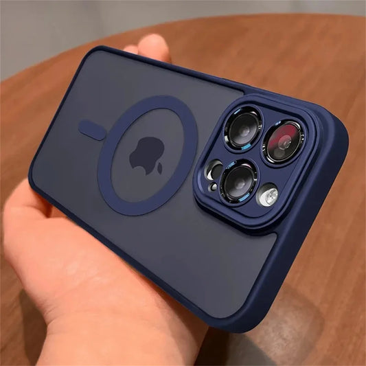 Funda protectora de lente para iPhone 11 12 13 Proa Mx mini 15 16 Plus iPhone 16 15 14 mate translúcido Magsafe cubierta de carga inalámbrica