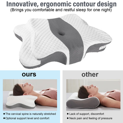 Almohada de Memoria Fría para Dormir, Almohada de Algodón con Memoria de Rebote Lento, Almohada para el Cuello, Almohada Mariposa, Almohada Cervical, Almohada Ergonómica para Dormir