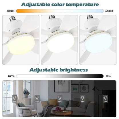 Ventilador de techo LED 40W con luz E27 y control remoto para atenuación, ideal para sala de estar, estudio y uso doméstico (85-265V)