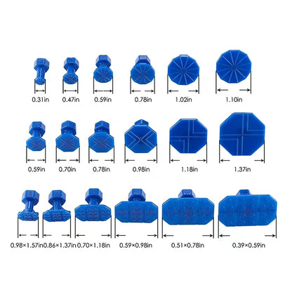 Kit extractor de abolladuras para coche: 18 tiradores plásticos con adhesivo y mango ergonómico, removedor universal para carrocería