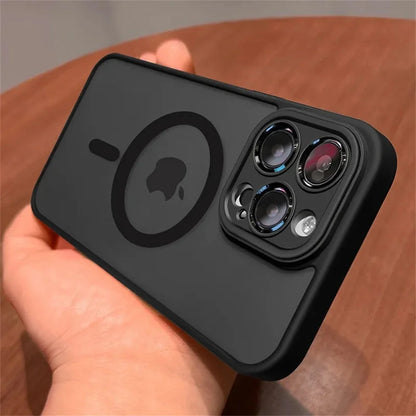 Funda protectora de lente para iPhone 11 12 13 Proa Mx mini 15 16 Plus iPhone 16 15 14 mate translúcido Magsafe cubierta de carga inalámbrica