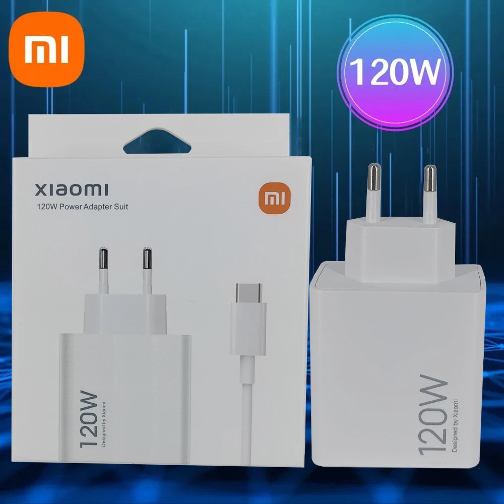 Cargador Original de 120W con Carga Turbo Rápida — Adaptador Hypercharge EU/US para Xiaomi Redmi Note 11/12/13 Pro Plus 5G y Mi 14/13/13T, Incluye Cable
