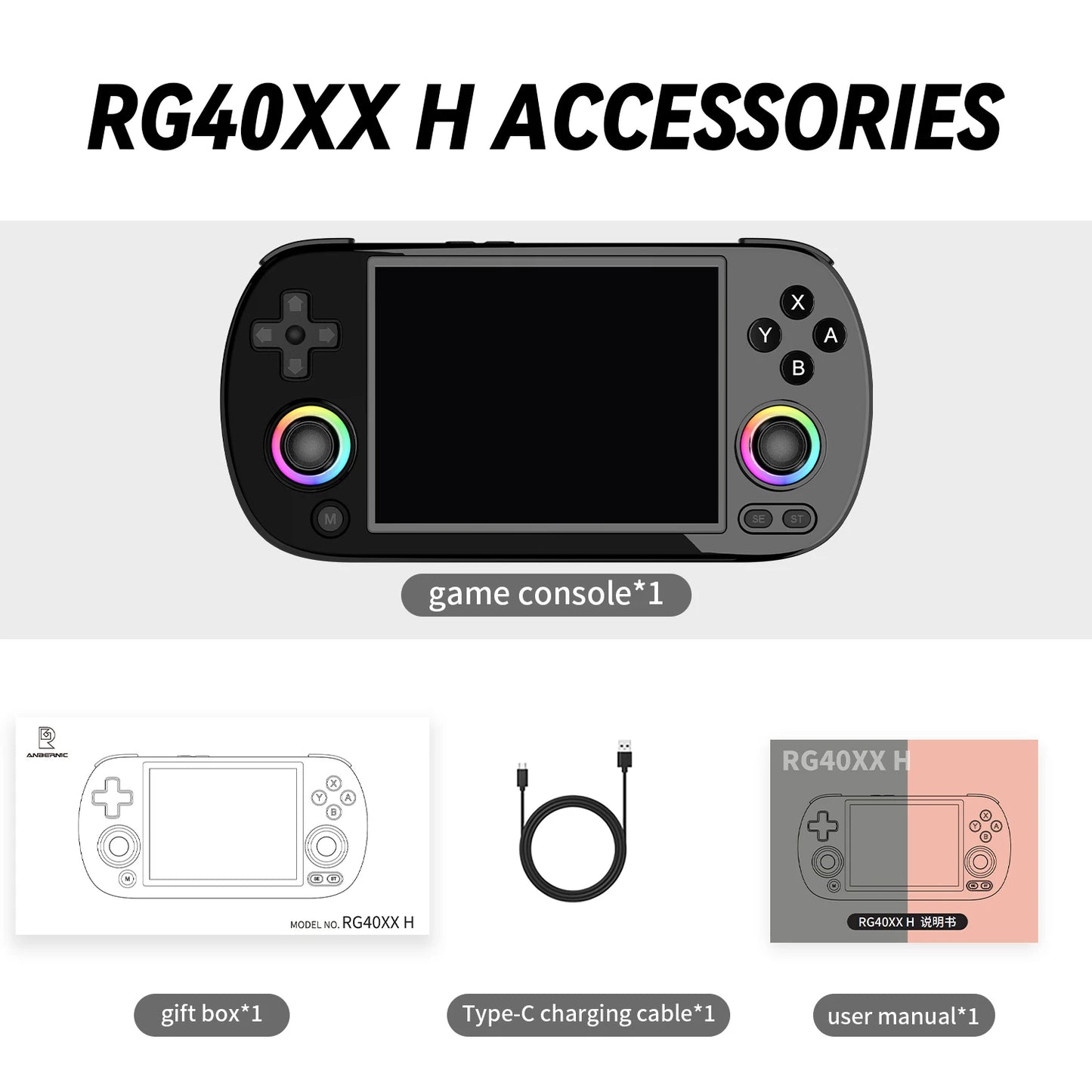Anbernic RG40XX H 4.0” Handheld Retro Gaming Console – 64GB, 5000+ Preloaded Games, Portable Linux 64-bit System