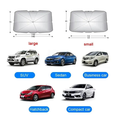 Foldable Car Sun Shade Umbrella for Windshield - Front Window Parasol, Umbrella-Style Sun Shade for Summer Protection
