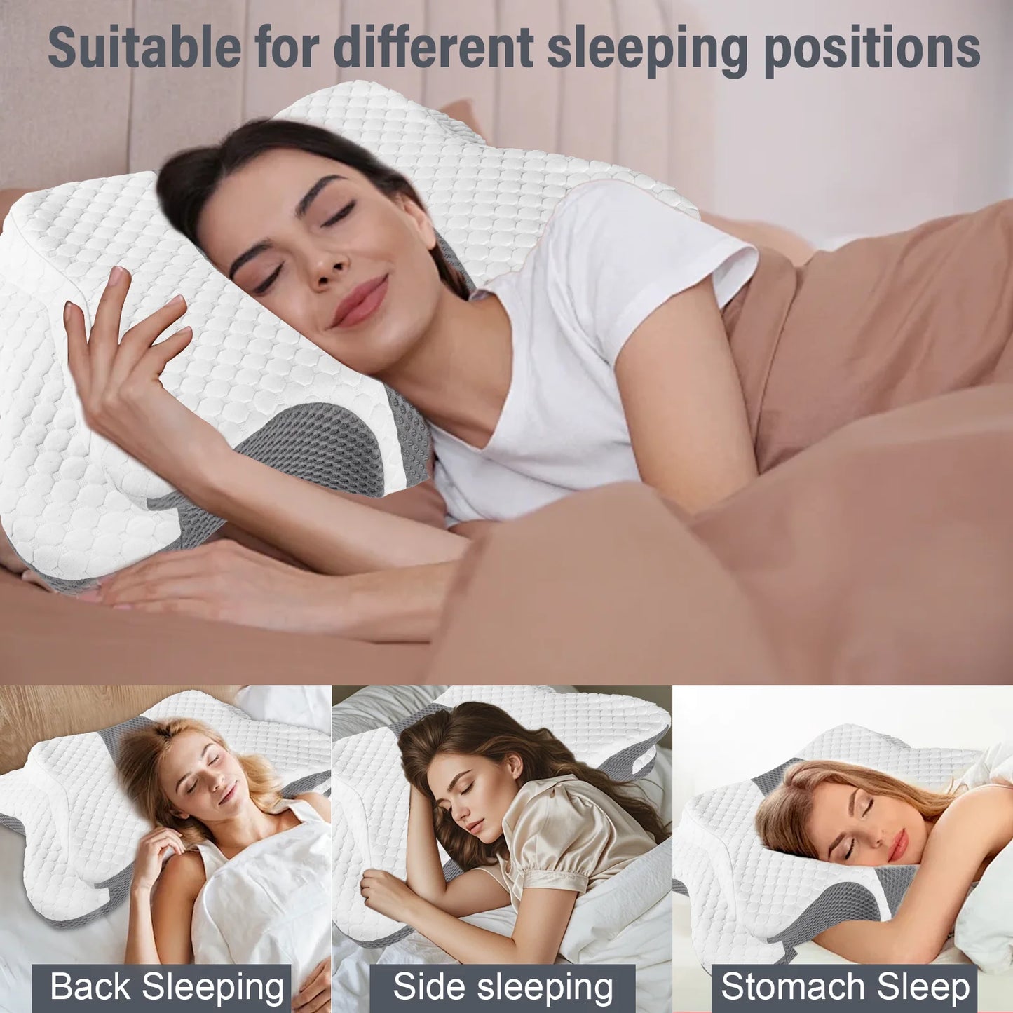 Almohada de Memoria Fría para Dormir, Almohada de Algodón con Memoria de Rebote Lento, Almohada para el Cuello, Almohada Mariposa, Almohada Cervical, Almohada Ergonómica para Dormir