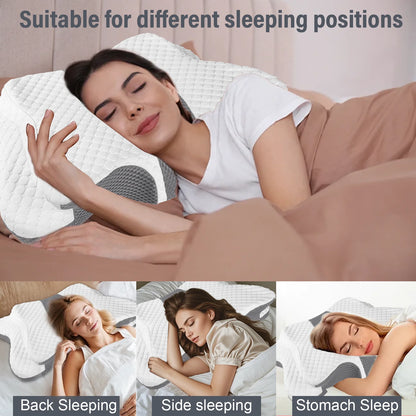 Almohada de Memoria Fría para Dormir, Almohada de Algodón con Memoria de Rebote Lento, Almohada para el Cuello, Almohada Mariposa, Almohada Cervical, Almohada Ergonómica para Dormir