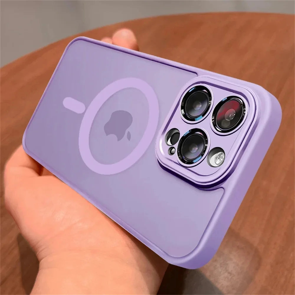 Funda protectora de lente para iPhone 11 12 13 Proa Mx mini 15 16 Plus iPhone 16 15 14 mate translúcido Magsafe cubierta de carga inalámbrica
