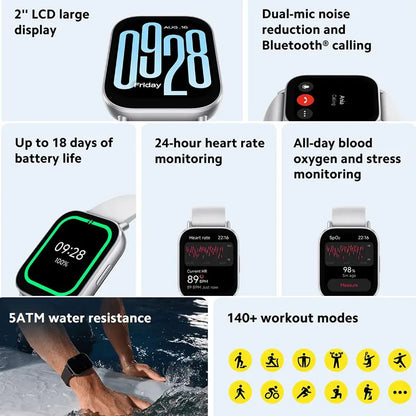 NEW Xiaomi Redmi Watch 5 Active Smart Watch, 2" LCD Display All Day Heart Rate Blood Oxygen Monitoring Bluetooth Call Smartwatch