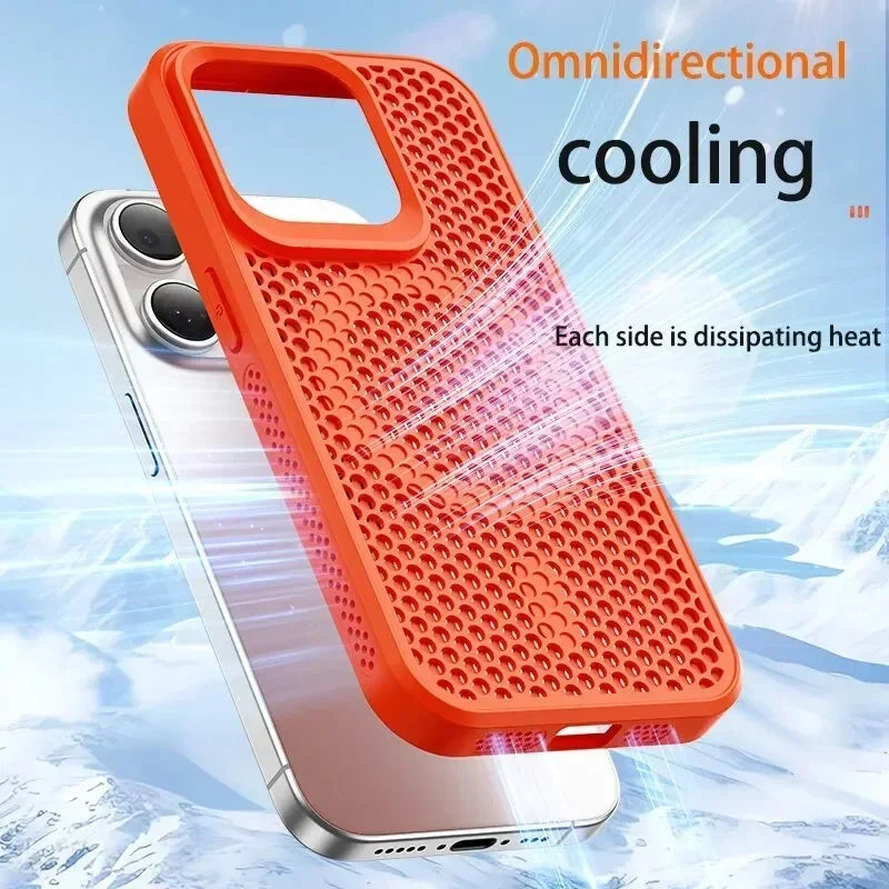 Funda de teléfono con disipación de calor y refrigeración para iPhone 17, 16, 15, 14, 13, 12, 11 Pro Max Plus, cubierta magnética trasera dura transpirable para Magsafe