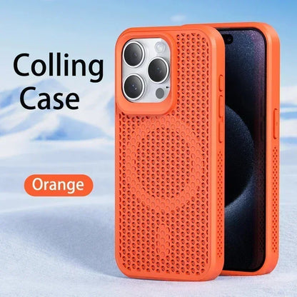Funda de teléfono con disipación de calor y refrigeración para iPhone 17, 16, 15, 14, 13, 12, 11 Pro Max Plus, cubierta magnética trasera dura transpirable para Magsafe
