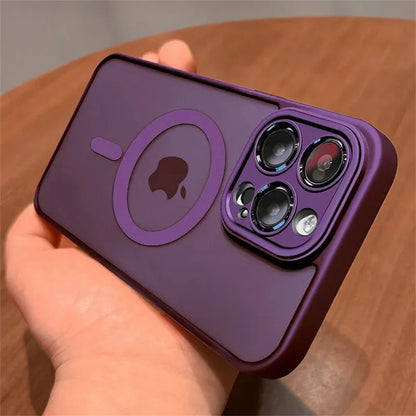 Funda protectora de lente para iPhone 11 12 13 Proa Mx mini 15 16 Plus iPhone 16 15 14 mate translúcido Magsafe cubierta de carga inalámbrica