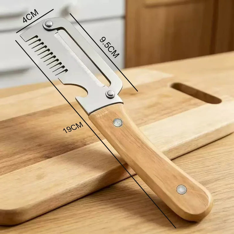 2026 Premium Paring Knife with Ergonomic Wooden Handle and Stainless-Steel Vegetable Peeler — 2-in-1 Fruit & Potato Peeler
