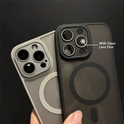 Luxury Matte Armor Case with MagSafe – Shockproof Magnetic Wireless Charging Cover for iPhone 11 12 13 14 15 16 17 Air Pro Max Plus