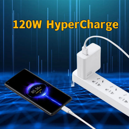 Cargador Original de 120W con Carga Turbo Rápida — Adaptador Hypercharge EU/US para Xiaomi Redmi Note 11/12/13 Pro Plus 5G y Mi 14/13/13T, Incluye Cable