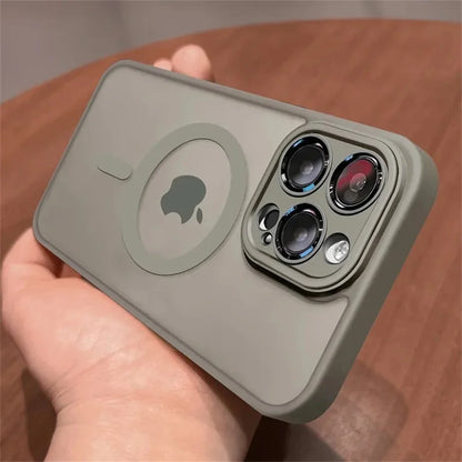 Funda protectora de lente para iPhone 11 12 13 Proa Mx mini 15 16 Plus iPhone 16 15 14 mate translúcido Magsafe cubierta de carga inalámbrica