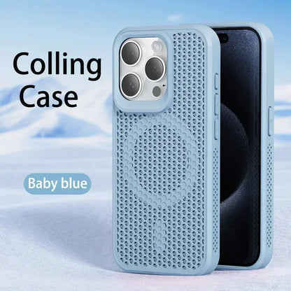 Funda de teléfono con disipación de calor y refrigeración para iPhone 17, 16, 15, 14, 13, 12, 11 Pro Max Plus, cubierta magnética trasera dura transpirable para Magsafe