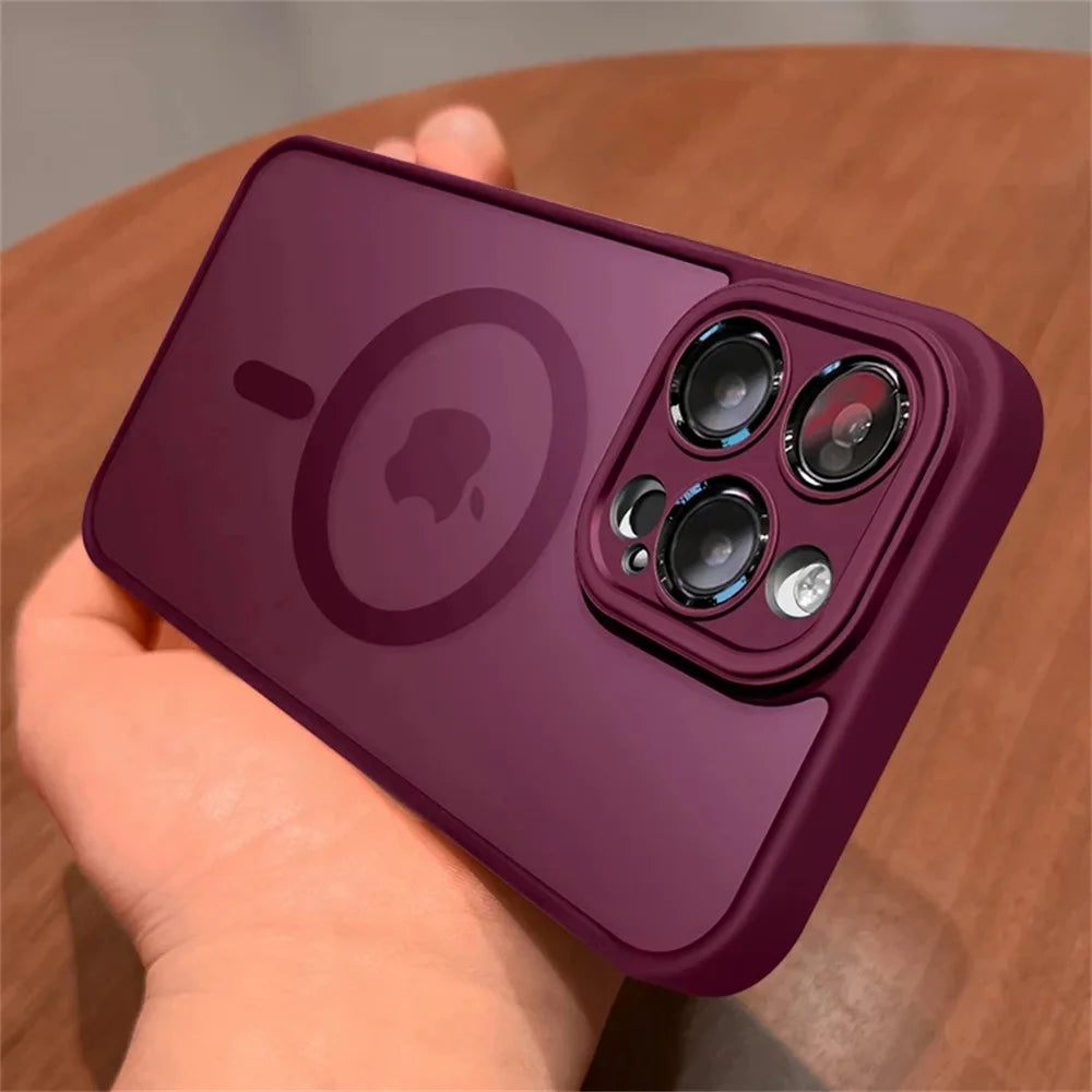 Funda protectora de lente para iPhone 11 12 13 Proa Mx mini 15 16 Plus iPhone 16 15 14 mate translúcido Magsafe cubierta de carga inalámbrica