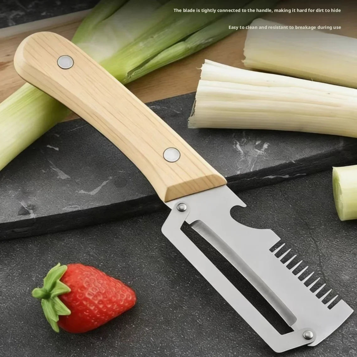 2026 Premium Paring Knife with Ergonomic Wooden Handle and Stainless-Steel Vegetable Peeler — 2-in-1 Fruit & Potato Peeler