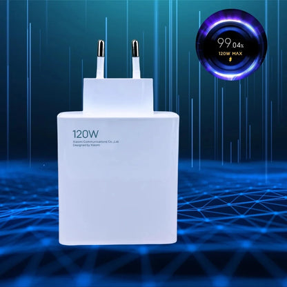 Cargador Original de 120W con Carga Turbo Rápida — Adaptador Hypercharge EU/US para Xiaomi Redmi Note 11/12/13 Pro Plus 5G y Mi 14/13/13T, Incluye Cable