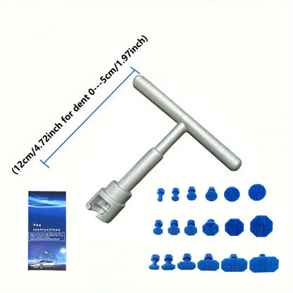 Kit extractor de abolladuras para coche: 18 tiradores plásticos con adhesivo y mango ergonómico, removedor universal para carrocería