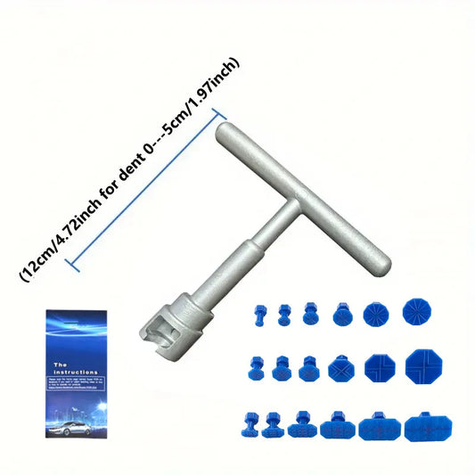 Kit extractor de abolladuras para coche: 18 tiradores plásticos con adhesivo y mango ergonómico, removedor universal para carrocería