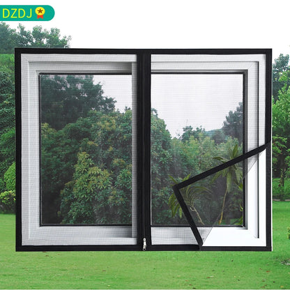 Black Window Mosquito Net with Zipper - Custom Size, Self-Adhesive Mounting for Windows and Doors