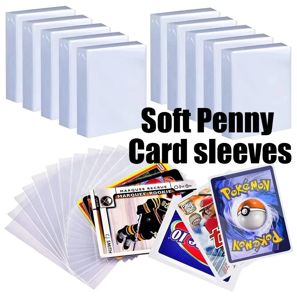 Fundas para tarjetas de 100-600 piezas, protectoras rígidas y blandas, cubiertas con película protectora transparente, para tarjetas coleccionables de Pokémon y de fútbol.