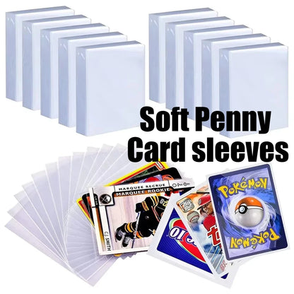 Fundas para tarjetas de 100-600 piezas, protectoras rígidas y blandas, cubiertas con película protectora transparente, para tarjetas coleccionables de Pokémon y de fútbol.