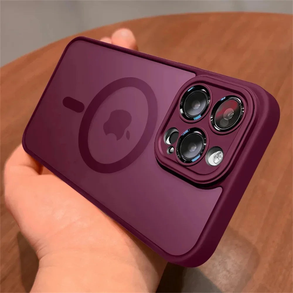 Funda protectora de lente para iPhone 11 12 13 Proa Mx mini 15 16 Plus iPhone 16 15 14 mate translúcido Magsafe cubierta de carga inalámbrica