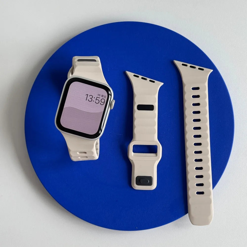 Correa deportiva de silicona para Apple Watch Band Ultra 49mm 40mm 41mm 44mm 45mm 46mm, pulsera para iwatch Series 11 10 9 8 7 6 5 se