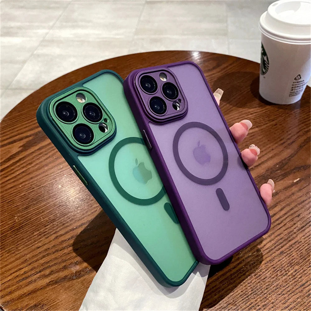 Funda protectora de lente para iPhone 11 12 13 Proa Mx mini 15 16 Plus iPhone 16 15 14 mate translúcido Magsafe cubierta de carga inalámbrica