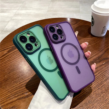 Funda protectora de lente para iPhone 11 12 13 Proa Mx mini 15 16 Plus iPhone 16 15 14 mate translúcido Magsafe cubierta de carga inalámbrica