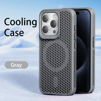Funda de teléfono con disipación de calor y refrigeración para iPhone 17, 16, 15, 14, 13, 12, 11 Pro Max Plus, cubierta magnética trasera dura transpirable para Magsafe