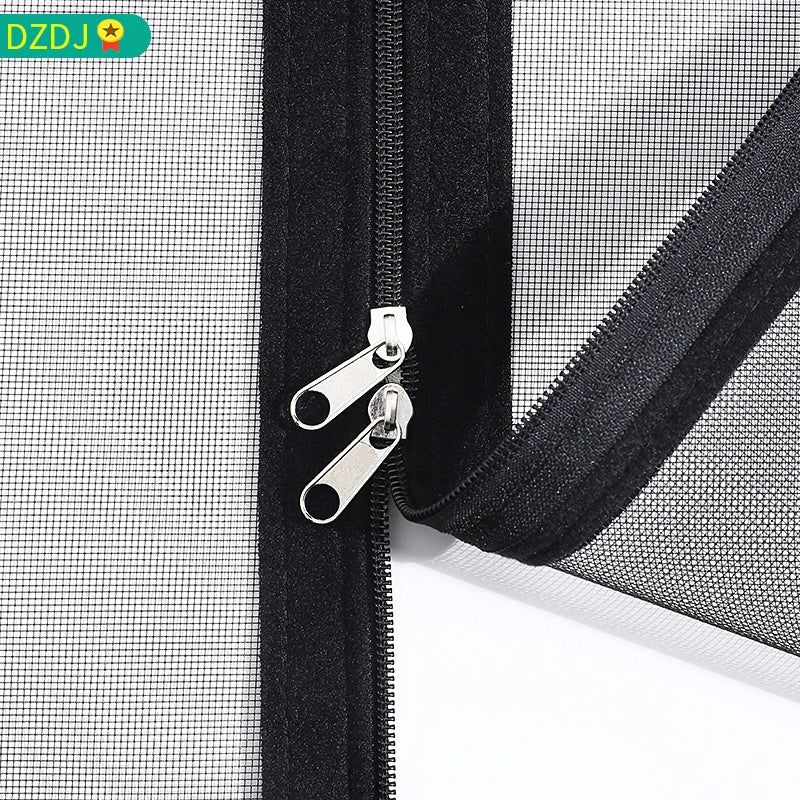 Black Window Mosquito Net with Zipper - Custom Size, Self-Adhesive Mounting for Windows and Doors