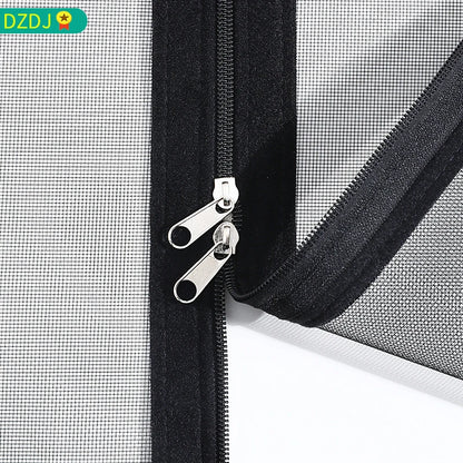 Black Window Mosquito Net with Zipper - Custom Size, Self-Adhesive Mounting for Windows and Doors