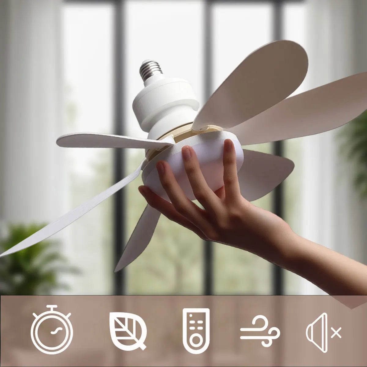 Ventilador de techo LED 40W con luz E27 y control remoto para atenuación, ideal para sala de estar, estudio y uso doméstico (85-265V)
