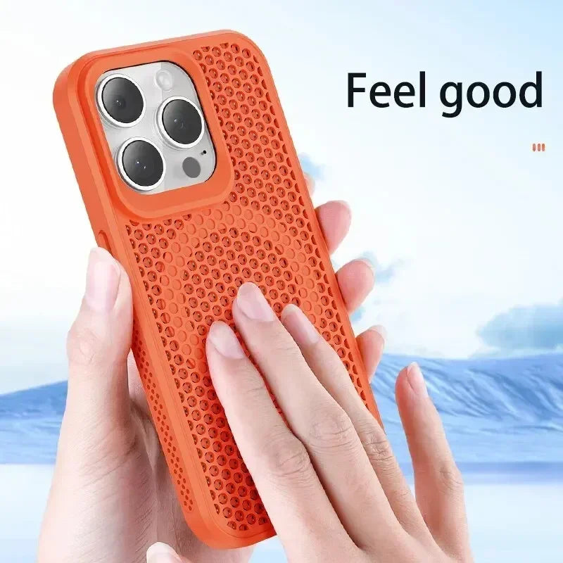 Funda de teléfono con disipación de calor y refrigeración para iPhone 17, 16, 15, 14, 13, 12, 11 Pro Max Plus, cubierta magnética trasera dura transpirable para Magsafe
